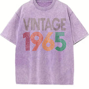 61st Birthday 1965 Vintage Washed T-Shirt in Purple