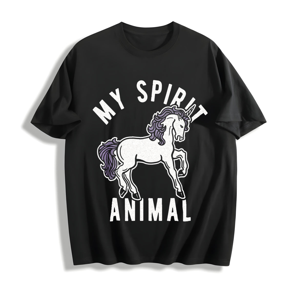 My Spirit Animal: Unicorn Mythical Horse Sarcastic Novelty Cotton T-Shirt in Black