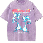 Saint Worldwide Alter Ego Skull Sleeveless Tank Vintage Washed T-Shirt in Purple