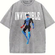 Black Invincible Mark Grayson Vintage Washed T-Shirt in Gray