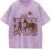 Cowgirl Desert Horse Vintage Washed T-Shirt in Purple