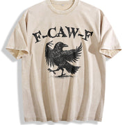 Crow F-Caw-F Black Crow vintage washed oversized T-shirt in Beige