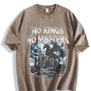 No Kings No Masters 90s Vintage Washed T-Shirt in Brown
