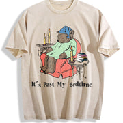 It's Past My Bedtime Sleepy Bear Vintage Washed T-Shirt in Beige