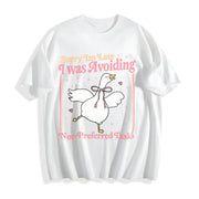 Sorry IM Late I Was Avoiding Non-preferred Tasks Cotton T-Shirt in White