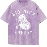 Big Nick Energy Santa Vintage Washed T-Shirt in Purple