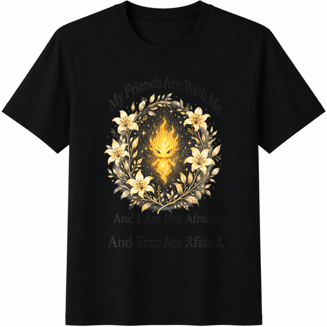 My Friends Are with Me and I Am Not Afraid Cotton T-Shirt in Black