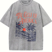 The Gulf of America Coastal Scene vintage washed oversized T-shirt in Gray