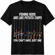 Fishing Rods Fisherman Cotton T-Shirt in Black