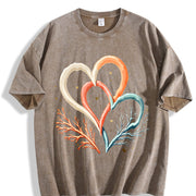 Interlocking Hearts Vintage Washed T-Shirt in Brown