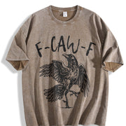 Crow F-caw-f Black Crow Raven Lover Raven Gothic Crow Vintage Washed T-Shirt in Brown