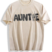 Auntie Skeleton New Aunt Vintage Washed T-Shirt in Beige