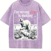 The Wrong ICE Is Melting Anti ICE and Batik vintage washed oversized T-shirt in Purple