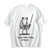 Focused Samurai Frog Cotton T-Shirt in White