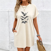 Dress for Spring Round Neckline Cotton T-Shirt in White