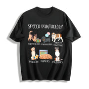 Speech Pathology Dogs Cotton T-Shirt in Black