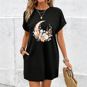 2026 New Moon Very Wearable Nightdress Dress Cotton T-Shirt in Black