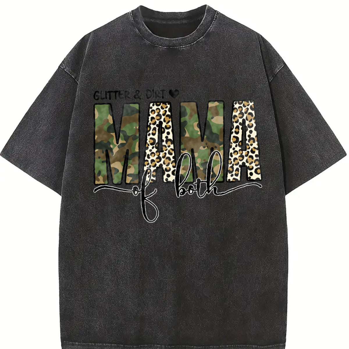 Glitter and Dirt Mama Of Vintage Washed T-Shirt in Black