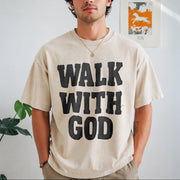 Walk with God Vintage Washed T-Shirt in Beige