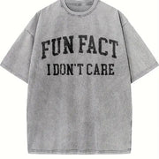 Fun Fact I Don't Care College vintage washed oversized T-shirt in Gray