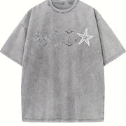 Ocean Sail ® 90s Retro Sea Shell Bech Vintage Washed T-Shirt in Gray