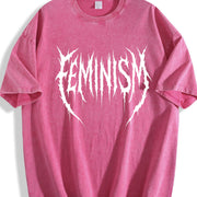 Feminism Gym Pump Cover Vintage Washed T-Shirt in Red