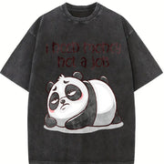 Retro Lazy Panda I Need Money Not a Job Vintage Washed T-Shirt in Black