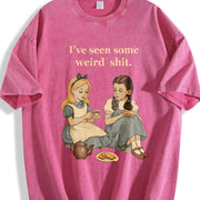 Illustration Sarcastic Humor Vintage Washed T-Shirt in Red