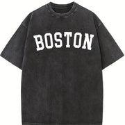 Boston University Massachusetts Vintage Washed T-Shirt in Black