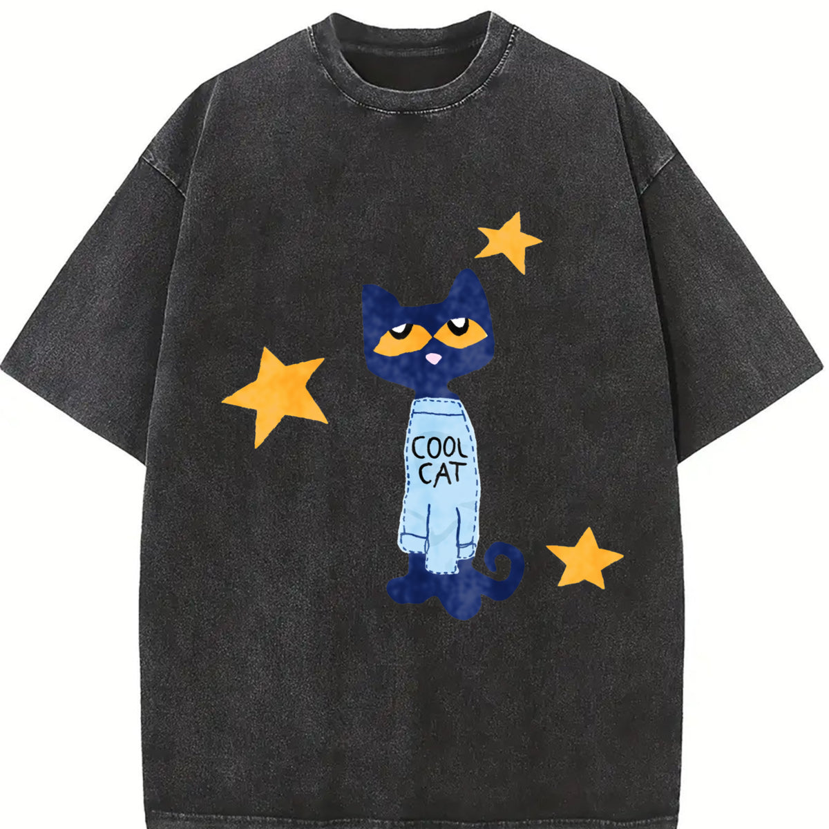 Halloween/Christmas Geometric Vintage Washed T-Shirt in Black