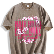 Urban Explorer Statement: Half Hood Half Holy Pink Cherry Vintage Washed T-Shirt in Brown
