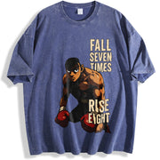Makunouchi Hajime No Ippo Black for Game Fans Classic vintage washed oversized T-shirt in Blue
