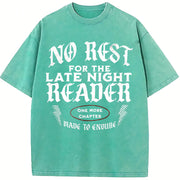 No Rest for the Late Night Reader Vintage Washed T-Shirt in Blue