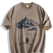 Lone Penguin Mountain Meme Vintage Washed T-Shirt in Brown
