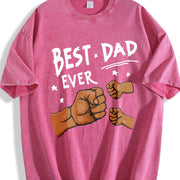 Best Dad Ever Fist Bump Vintage Washed T-Shirt in Red