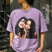 Selena and Aaliyah Vintage Washed T-Shirt in Purple