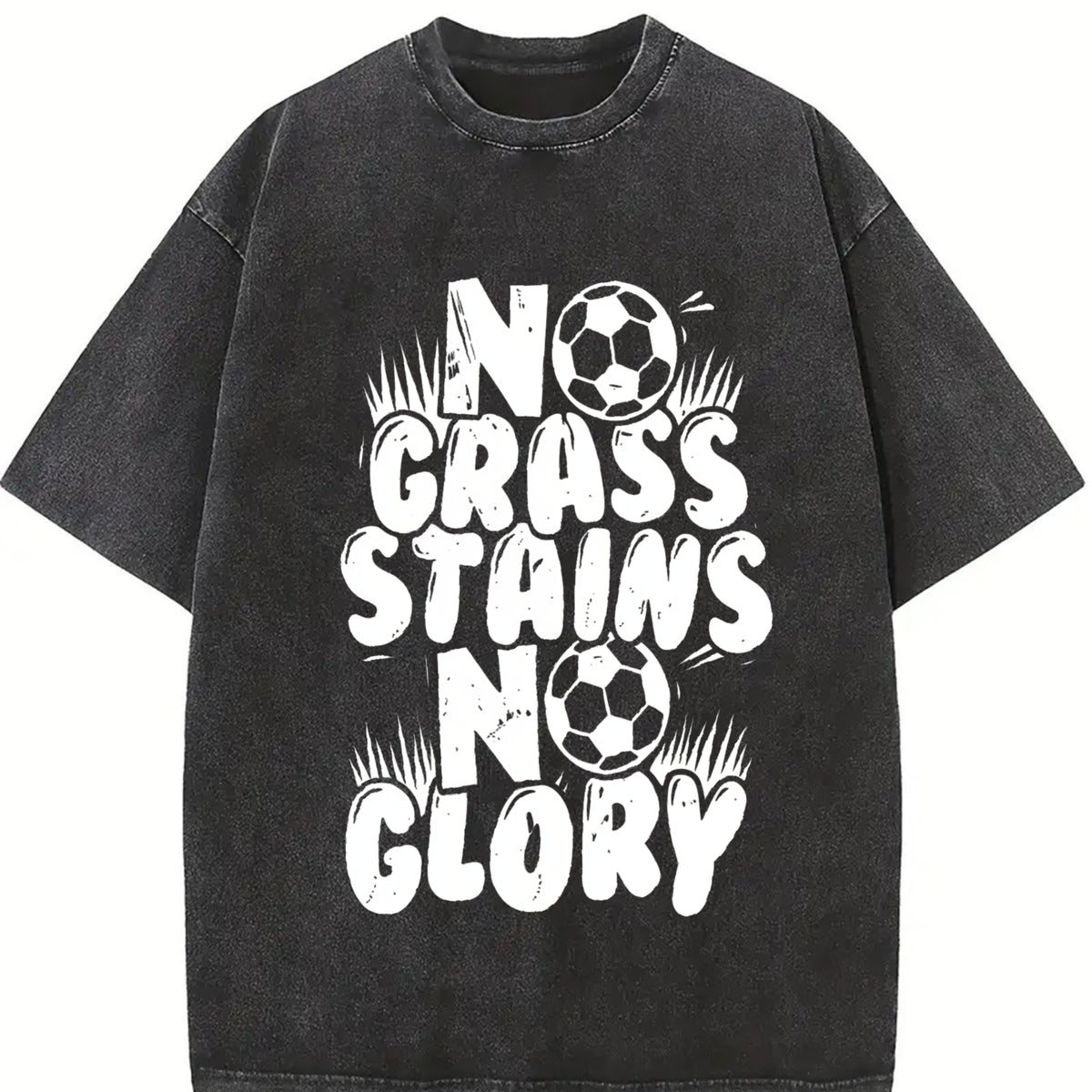 No Grass Stains No Glory Vintage Washed T-Shirt in Black