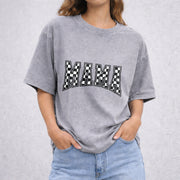 Checkered Mama Gift for Mom vintage washed oversized T-shirt in Gray