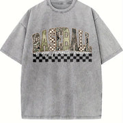 Camo Baseball Mama Coquette Baseball Military Camouflage Vintage Washed T-Shirt in Gray
