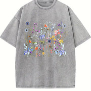 Pressed Flowers for Gardener Vintage Washed T-Shirt in Gray