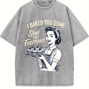 Retro Baking: Sarcastic Cupcake Vintage Washed T-Shirt in Gray