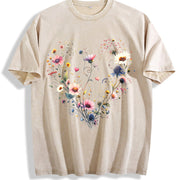 Wildflower Mothers Day Vintage Washed T-Shirt in Beige