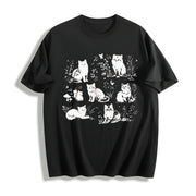 90s Cats Kitten Nature Cotton T-Shirt in Black