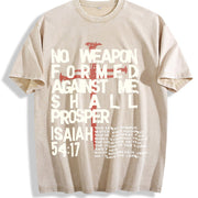 No Weapon Christian Jesus Easter vintage washed oversized T-shirt in Beige