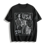 Statue of Liberty USA 250 America Cotton T-Shirt in Black