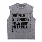 Mexican Humor Vintage Washed Tank Top in Gray