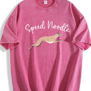 Speed Noodle Greyhound Lover Vintage Washed T-Shirt in Red