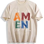 AMEN Agree With God Move With God vintage washed oversized T-shirt in Beige
