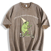 Mama Frog Off to Commit Mom Foolery Frog Scooter for Mom Vintage Washed T-Shirt in Brown