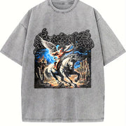 Storm Horse Lightning Vintage Washed T-Shirt in Gray